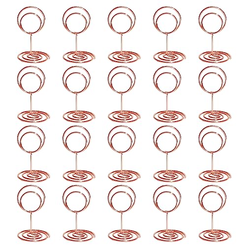 Lahviuu Tischkartenhalter,20 Stück Kartenhalter Menükartenhalter Fotohalter aus Metall Platzkartenhalter Clip Memohalter Tisch Nummer Halter,für Hochzeit Party Büro Restaurant(Rund/Rose Gold) von Lahviuu