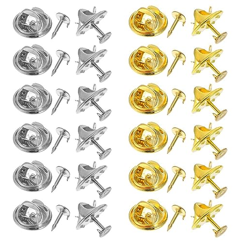 Verschlussstifte,100 Paar Sicherungsstift Schmetterling Pin Clutch Verschlüsse Butterfly Clips Pin Anstecker Pin Backs,für DIY, Krawatten, Jacken, Hüte, Taschen(Silber + Gold) von Lahviuu