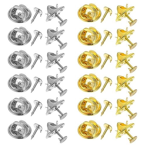 Lahviuu Verschlussstifte,100 Paar Sicherungsstift Schmetterling Pin Clutch Verschlüsse Butterfly Clips Pin Anstecker Pin Backs,für DIY, Krawatten, Jacken, Hüte, Taschen(Silber + Gold) von Lahviuu