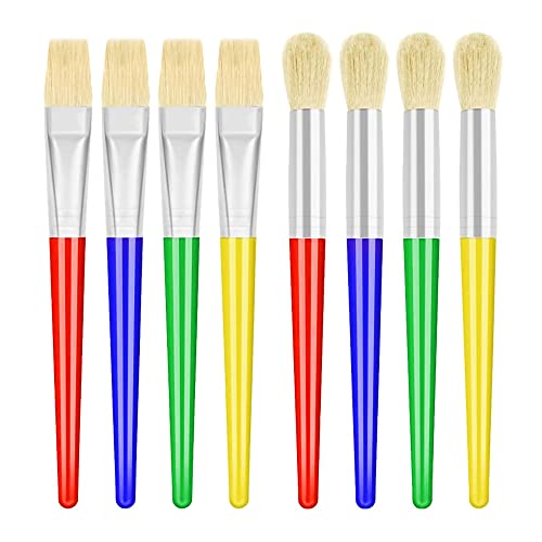 Pinsel für Kinder,8 Stück Pinsel Set Malpinsel für Kleinkinder Pinselset Künstler Pinsel Set,für Acrylfarben Gouache Ölfarben Anfänger(4er Flachkopf und 4er Rundkopf) von Lahviuu