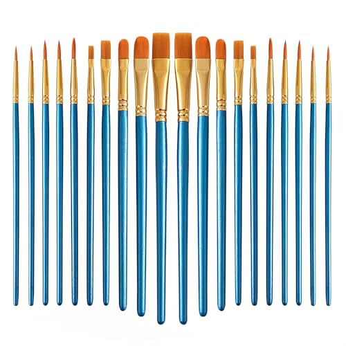 Pinselset 20 Stück Nylon Acrylfarben Pinsel Künstlerpinsel Aquarellpinsel für Aquarell Acryl Ölgemälde, für Künstler, Erwachsene und Kinder (Blau) von Lahviuu