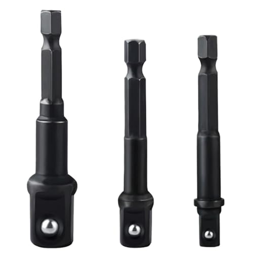 3-teiliges Impact Grade-Steckschlüssel-Adapter-Set 1/4 3/8 1/2 Zoll Sechskantschaft-Verlängerungsbohrer-Bits Stangenset Bohrmaschinen-Steckschlüssel-Adapter von LaiYN