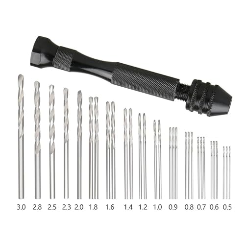 31PCS Präzision Pin Vise Hobby Bohrer Bits Hand Dreh Werkzeuge Set von LaiYN