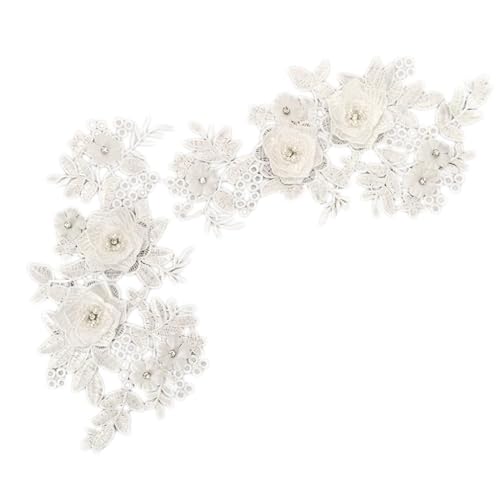 1 Paar Stickrückpailletten Hochzeitskleid Kleid Kleid Nähen Basteln Spitzen Applikationen Blumen Stoff Ausschnitt Halsbandpatches Ausrüstungen Stickpailletten Pailletten Stoff Spitzenverkleidungen von Laikoutd