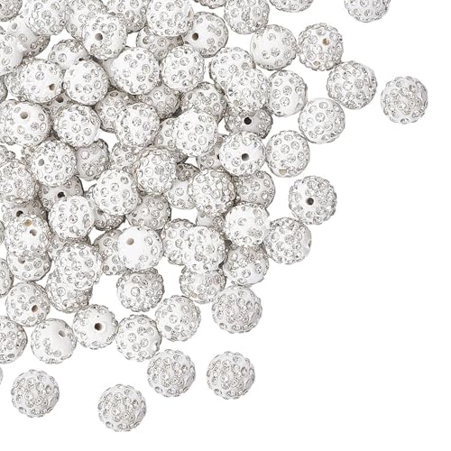 100 x Strass-Perlen zum Basteln, stabile weiße Strasssteine, verzierte Tonperlen, Akzent für Bastelliebhaber 100 x Strass-Perlen zum Basteln, stabile weiße Strasssteine, verzierte Tonperlen, Akzent für Bastelliebhaber von Laikoutd