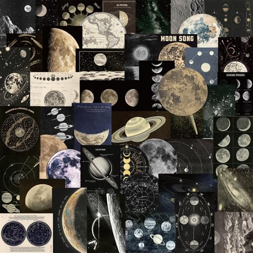 50 Blätter Retro Stationery Sticker Scrapbook Belohnung Dekorativen Planeten Einfacher Ästhetischer Wasserdicht von Laikoutd