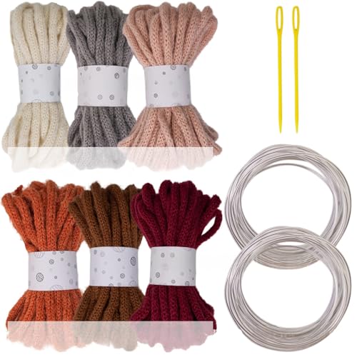 6 Stück hohles geflochtenes Seil, 7 mm x 5 m, Polyesterschnur für Kunst, Handwerk, inklusive Nadel mit großer Öse und Modellierdraht 6 Stück hohles geflochtenes Seil, 7 mm x 5 m, Polyesterschnur für Kunst, Handwerk, inklusive Nadel mit großer Öse und Modellierdraht von Laikoutd