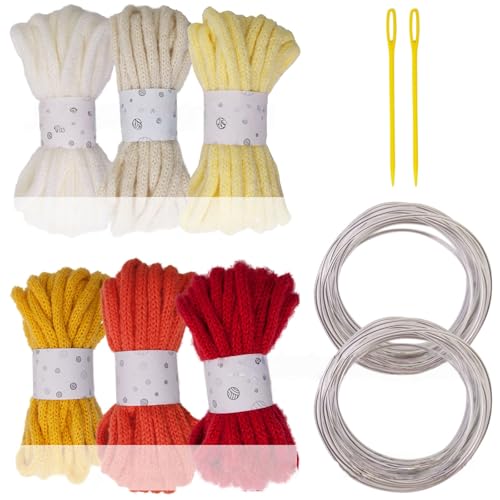 6 Stück hohles geflochtenes Seil, 7 mm x 5 m, Polyesterschnur für Kunst, Handwerk, inklusive Nadel mit großer Öse und Modellierdraht 6 Stück hohles geflochtenes Seil, 7 mm x 5 m, Polyesterschnur für Kunst, Handwerk, inklusive Nadel mit großer Öse und Modellierdraht von Laikoutd
