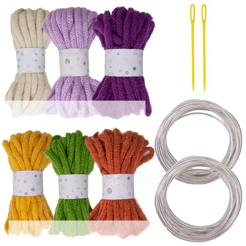 6 Stück hohles geflochtenes Seil, 7 mm x 5 m, Polyesterschnur für Kunst, Handwerk, inklusive Nadel mit großer Öse und Modellierdraht 6 Stück hohles geflochtenes Seil, 7 mm x 5 m, Polyesterschnur für Kunst, Handwerk, inklusive Nadel mit großer Öse und Modellierdraht von Laikoutd