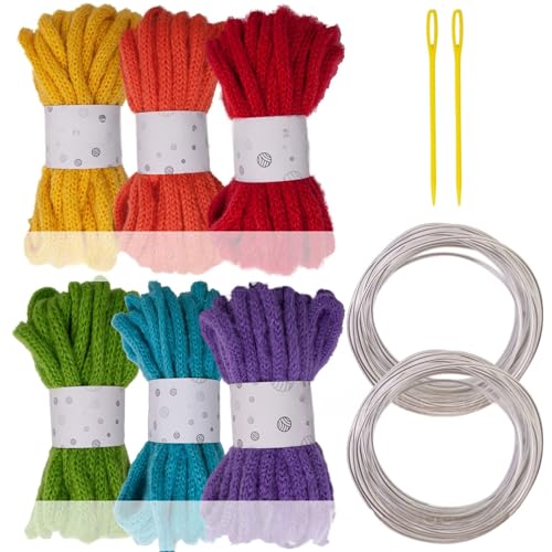 6 Stück hohles geflochtenes Seil, 7 mm x 5 m, Polyesterschnur für Kunst, Handwerk, inklusive Nadel mit großer Öse und Modellierdraht 6 Stück hohles geflochtenes Seil, 7 mm x 5 m, Polyesterschnur für Kunst, Handwerk, inklusive Nadel mit großer Öse und Modellierdraht von Laikoutd