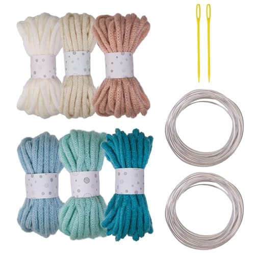 Geflochtene Schnur, hohl, 7 mm x 5 m, mehrfarbiges Polyesterseil mit großer Öse und Metalldraht, 6 Rollen Geflochtene Schnur, hohl, 7 mm x 5 m, mehrfarbiges Polyesterseil mit großer Öse und Metalldraht, 6 Rollen von Laikoutd