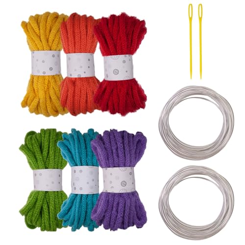 Geflochtene Schnur, hohl, 7 mm x 5 m, mehrfarbiges Polyesterseil mit großer Öse und Metalldraht, 6 Rollen Geflochtene Schnur, hohl, 7 mm x 5 m, mehrfarbiges Polyesterseil mit großer Öse und Metalldraht, 6 Rollen von Laikoutd