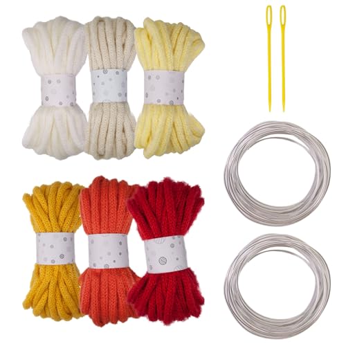 Geflochtene Schnur, hohl, 7 mm x 5 m, mehrfarbiges Polyesterseil mit großer Öse und Metalldraht, 6 Rollen Geflochtene Schnur, hohl, 7 mm x 5 m, mehrfarbiges Polyesterseil mit großer Öse und Metalldraht, 6 Rollen von Laikoutd