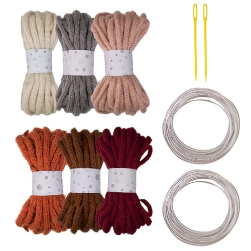 Geflochtene Schnur, hohl, 7 mm x 5 m, mehrfarbiges Polyesterseil mit großer Öse und Metalldraht, 6 Rollen Geflochtene Schnur, hohl, 7 mm x 5 m, mehrfarbiges Polyesterseil mit großer Öse und Metalldraht, 6 Rollen von Laikoutd