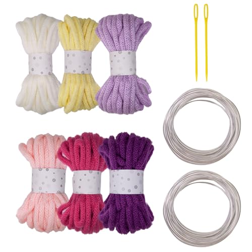 Geflochtene Schnur, hohl, 7 mm x 5 m, mehrfarbiges Polyesterseil mit großer Öse und Metalldraht, 6 Rollen Geflochtene Schnur, hohl, 7 mm x 5 m, mehrfarbiges Polyesterseil mit großer Öse und Metalldraht, 6 Rollen von Laikoutd