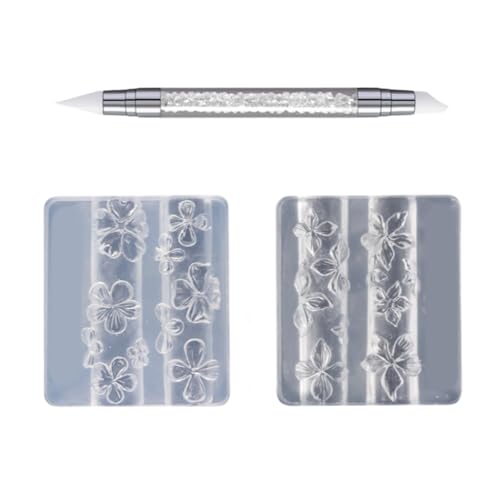 Klare Silikonnägel Kunstform Hibiskuskirschen Blütendesign Für Harz Epoxy Umfasst Sculpting Pen 2pcs Set Hochelastizitätsnagelform Mit Schnitzstift von Laikoutd