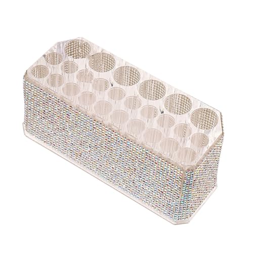 Laikoutd Strasssteine ​​Acryl Pen Pen Cup 26 Loch Kosmetischer Werkzeug Organizer Raumsparende Make Up Bürstenständer Für Augenbrauen Bleistift Dekorierter Kosmetischer Pinselständer von Laikoutd