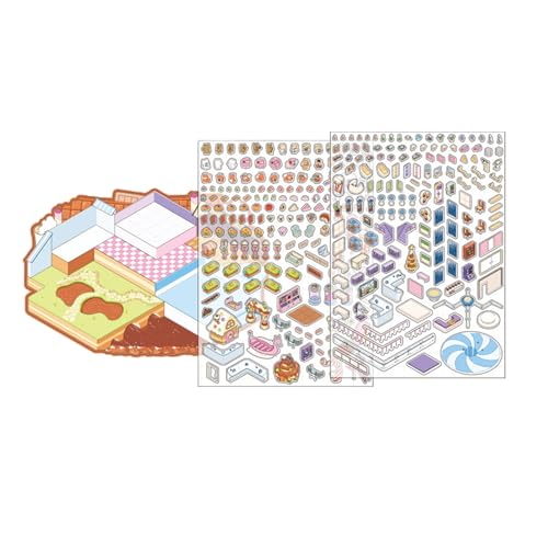 Miniatur Rainbow Land Schokolade Factory Aufkleber Cartoon Szenerie Aufkleber Für Scrapbooking Journal Notebook Foto Album Card Making Supplies von Laikoutd