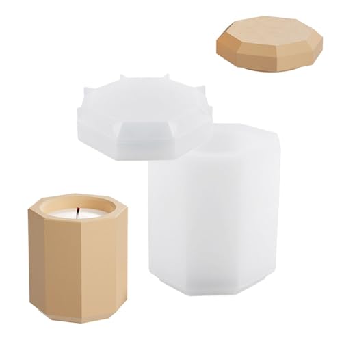 Oktagon Kerzenbecher Schimmel Duft Kerze Silikon Schimmel Vase Aufbewahrungsglas Zement Gips Potterie Schimmel Betonherstellung Schmuckzubehör Zuzulegen von Laikoutd