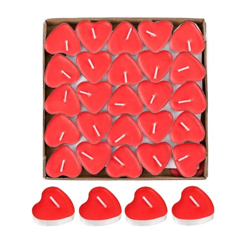 Laimaia Kerzen in Herzform 25er Romantische Kerzen für Valentinstag, Geburtstag, Vorschlag, Hochzeit, Party, Wohnkultur (Red) von Laimaia