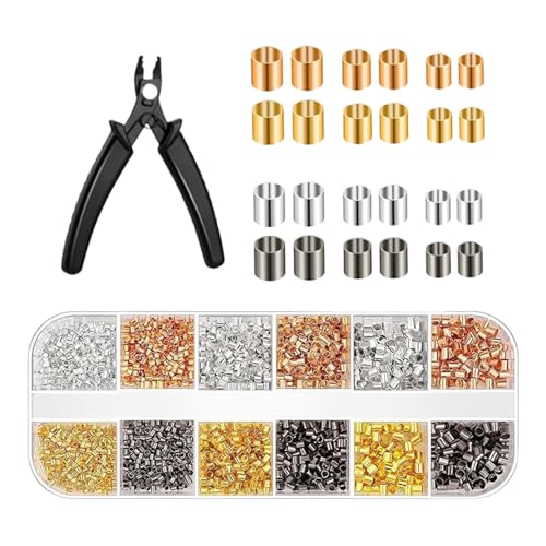 2200 Stück Quetschperlen, 1,5mm/2mm/2.5mm Quetschperlen Mit Quetschzange, Crimpperlen Die Schmuckherstellung Für Ohrringe, Halsketten, Schmuckherstellungszubehör (3 Größen, 4 Farben) von Lainiaoly