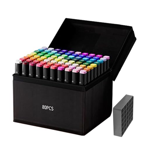 80 Farben Marker Stifte Set, Kunstskizze Twin Marker Stift, Wasserresistente, Einfaches Mischen ZumZeichnen, Skizzieren, Anime Und Mangamit Schwarzer Handtasche Und Basis 80 Farben Marker Stifte Set, Kunstskizze Twin Marker Stift, Wasserresistente, Einfaches Mischen ZumZeichnen, Skizzieren, Anime Und Mangamit Schwarzer Handtasche Und Basis von Lainiaoly