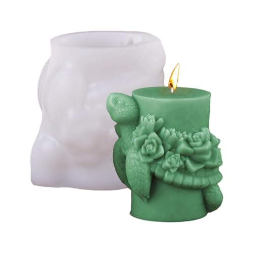 Lainiaoly Meeresschildkröte Säule Kerzengießform, Resin-Tierformen, 3D-Kerzenkuchen-Tonherstellungsformen, Bastelzubehör von Lainiaoly