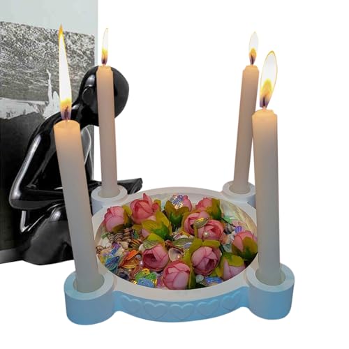 Resin Kerzenhalter Gussform, 4-Fach Teelicht Kerzenhalter Form, Deko Giessform Handgefertigt Für Resin Kunst Hochzeit Basteln Familie Freunde von Lainiaoly
