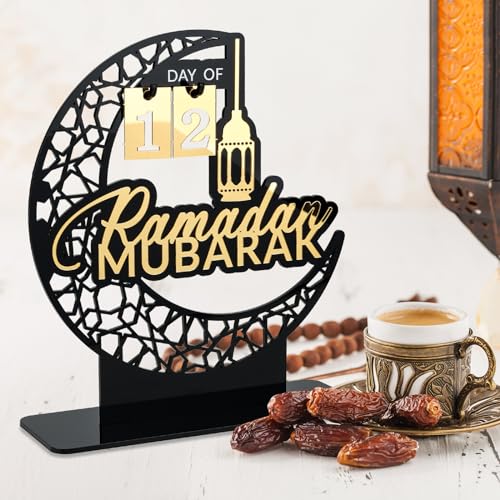 Laipuke Ramadan Kalender | Ramadan Deko, DIY Ramadan Dekoration Aus Holz, Für Eid Mubarak Kalender, DIY Ramadan Adventskalender 30 Tage Countdown - Kalender für Zuhause (Schwarz) von Laipuke