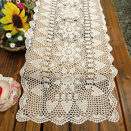 laivigo handgefertigt Crochet Spitze Tischdecke Deckchen Spitzendeckchen, Rechteck, 61–129,5 cm, baumwolle, weiß, 16 x 35 Inch von Laivigo