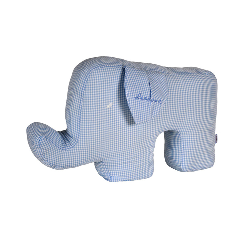 Personalisiertes Elefantenkissen Hellblau (Farbe: Weiss) von Lakaro