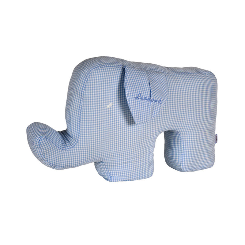Personalisiertes Elefantenkissen Hellblau (Farbe: Wollweiss) von Lakaro