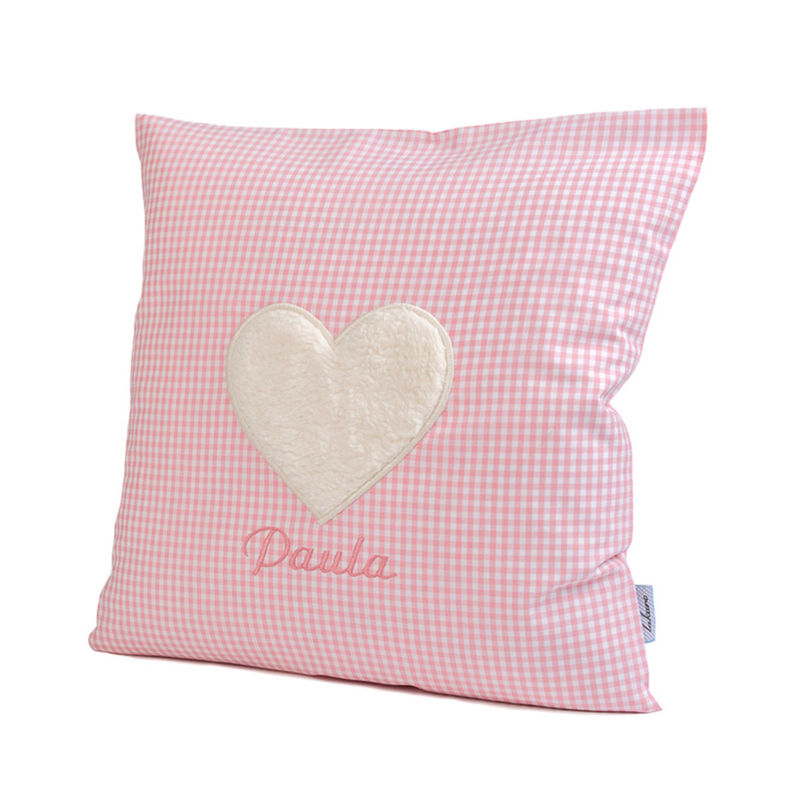Personalisiertes Kissen Herz Rosa (Farbe: Grau) von Lakaro