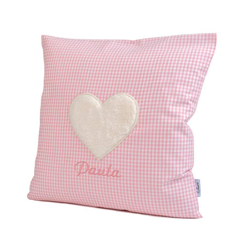 Personalisiertes Kissen Herz Rosa (Farbe: Rosa) von Lakaro