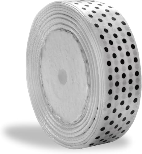 Band 2,5 cm weiß mit schwarzen Punkten Bänder zum Basteln Geschenkband Satin solide Band Rolle 2,5 cm x 22,7 m von Lakesstory