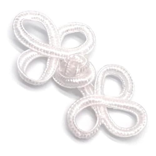Knopfverschluss mit 3 Schlaufen, weiß, 6,1 cm, 1 Paar/Packung, Knopf- und Schlaufenverschluss, chinesischer Haken- und Ösenverschluss, ideal für Heimwerker, Handwerk, Nähen, Kleid, Pullover, Kostüm von Lakesstory