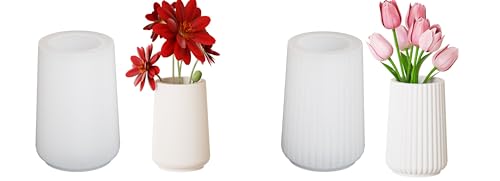 DIY Silikonform Set für Epoxidharz-Vasen & Stiftehalter - Glänzende Streifen-Designs für Deko-Boxen, Aromagips & Kerzenbecher - Kreative Mehrzweckformen für Handwerk & Home-Deko von Lakoney