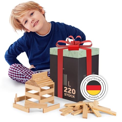 Laleni Holzbausteine Natur 220 Stück aus 100% unbehandelter Kiefer - Bausteine Holz - Holzklötze für Kinder - Holzklötzchen zum Spielen mit Box - Holzspielzeug - Bauklötze Holz - Holzstäbe zum Basteln Laleni Holzbausteine Natur 220 Stück aus 100% unbehandelter Kiefer - Bausteine Holz - Holzklötze für Kinder - Holzklötzchen zum Spielen mit Box - Holzspielzeug - Bauklötze Holz - Holzstäbe zum Basteln von Laleni