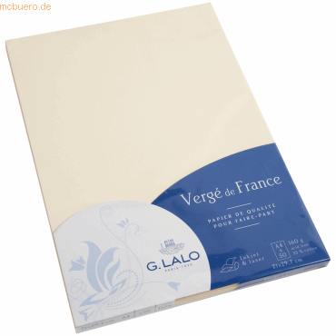 4 x Lalo Papier Verge A4 160g/qm VE=50 Blatt elfenbein von Lalo