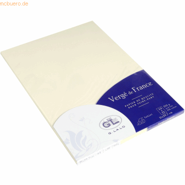 4 x Lalo Papier Verge A4 210g/qm VE=25 Blatt elfenbein von Lalo