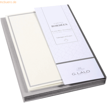 5 x Lalo Karte & Umschlag Verge mit Rand C6 VE=10 Stück grau von Lalo