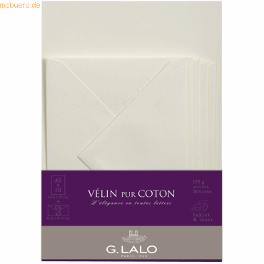 5 x Lalo Korrespondenz-Set Velin pur Coton A5 VE=10 Blätter + 5 Umschl 5 x Lalo Korrespondenz-Set Velin pur Coton A5 VE=10 Blätter + 5 Umschl von Lalo