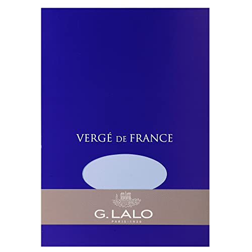 G.Lalo 11402L Schreibblock Vergé de France (perfekt für Ihre Einladungen, säurefrei, DIN A5, 14,8 x 21 cm, 50 Blatt, 100 g) blau von G.Lalo