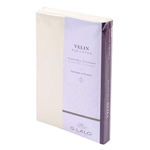 Lalo 29300L Doppelkarten Set Vélin de France (50% Hadern mit 10 Karten Vergé Papier 350 g, 107 x 152 mm, 10 Umschläge, 114 x 162 mm, elfenbein, 1 Pack) von G.Lalo