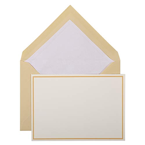 Lalo 32606L Karten Set Vergé de France (25% Hadern mit 10 Karten Vergé Papier 300 g, 107 x 152 mm, mit Farbrand champagner, 10 Umschläge, champagner, weiß gefüttert, 114 x 162 mm, 1 Pack) von G.Lalo