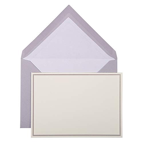 Lalo 32628L Karten Set Vergé de France (25% Hadern mit 10 Karten Vergé Papier 300 g, 107 x 152 mm, mit Farbrand mausgrau, 10 Umschläge, weiß gefüttert, 114 x 162 mm, 1 Pack) mausgrau von G.Lalo