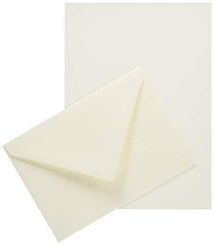 Lalo 61000L Korrespondenz Set Vélin Papier (mit 5 Blatt DIN A5, 14,8 x 21 cm, 125 g, säurefrei, gerade Kante und 5 Umschläge, 11,4 x 16,2 cm, nassklebend) creme von G.Lalo