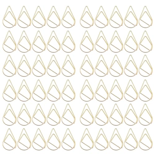Goldene Büroklammer, 200 Stück Wassertropfen Form Lesezeichen, Teardrop Shaped Paper Clips, Metall kleine Büroklammern für Buch, Memo, Papier, Poster, Foto von Laluky