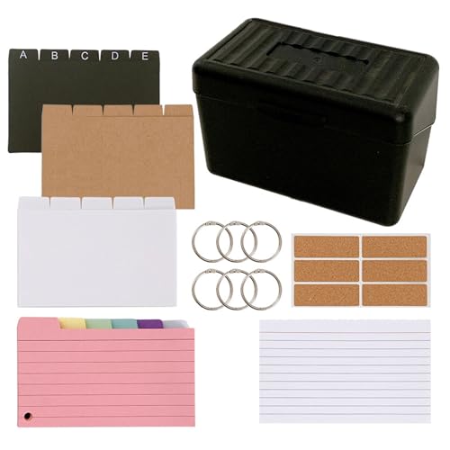 Karteikasten Schwarz, 12,5 x 7,6 cm Lernkarteibox inkl, 15 Karteikarten+180 farbiges Innenfutter + 50 weißes Innenfutter mit 6 Buchringen und 6 Aufklebern Karteikasten Schwarz, 12,5 x 7,6 cm Lernkarteibox inkl, 15 Karteikarten+180 farbiges Innenfutter + 50 weißes Innenfutter mit 6 Buchringen und 6 Aufklebern von Laluky