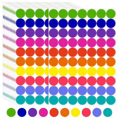 Packung mit 1400 20 mm Klebepunkten, 10 Farben Dot Sticker Rund Buntes Kodieretiketten Markierungspunkte Selbstklebend für Kalender Büro Schule Karte Packung mit 1400 20 mm Klebepunkten, 10 Farben Dot Sticker Rund Buntes Kodieretiketten Markierungspunkte Selbstklebend für Kalender Büro Schule Karte von Laluky
